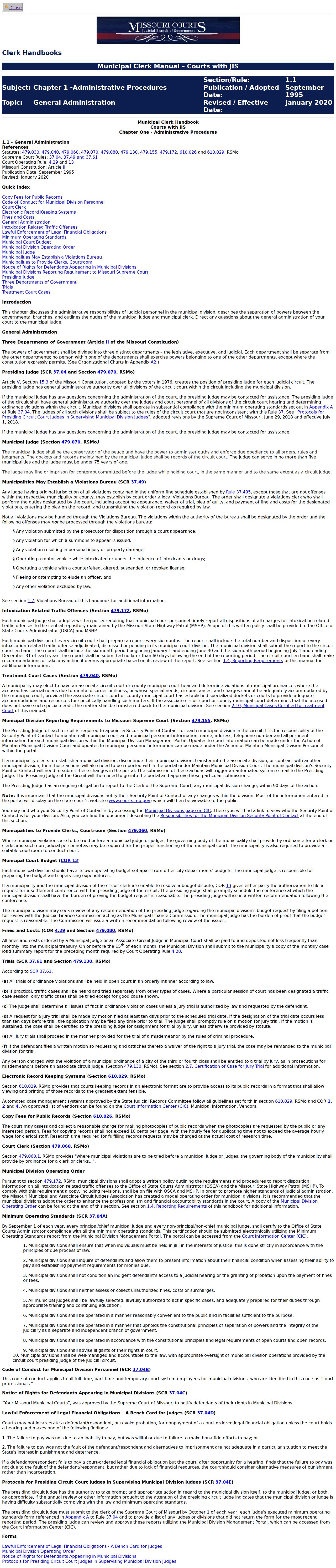 St. Clair County criminal docket source showing Missouri municipal clerk public-court and payment-plan guidance