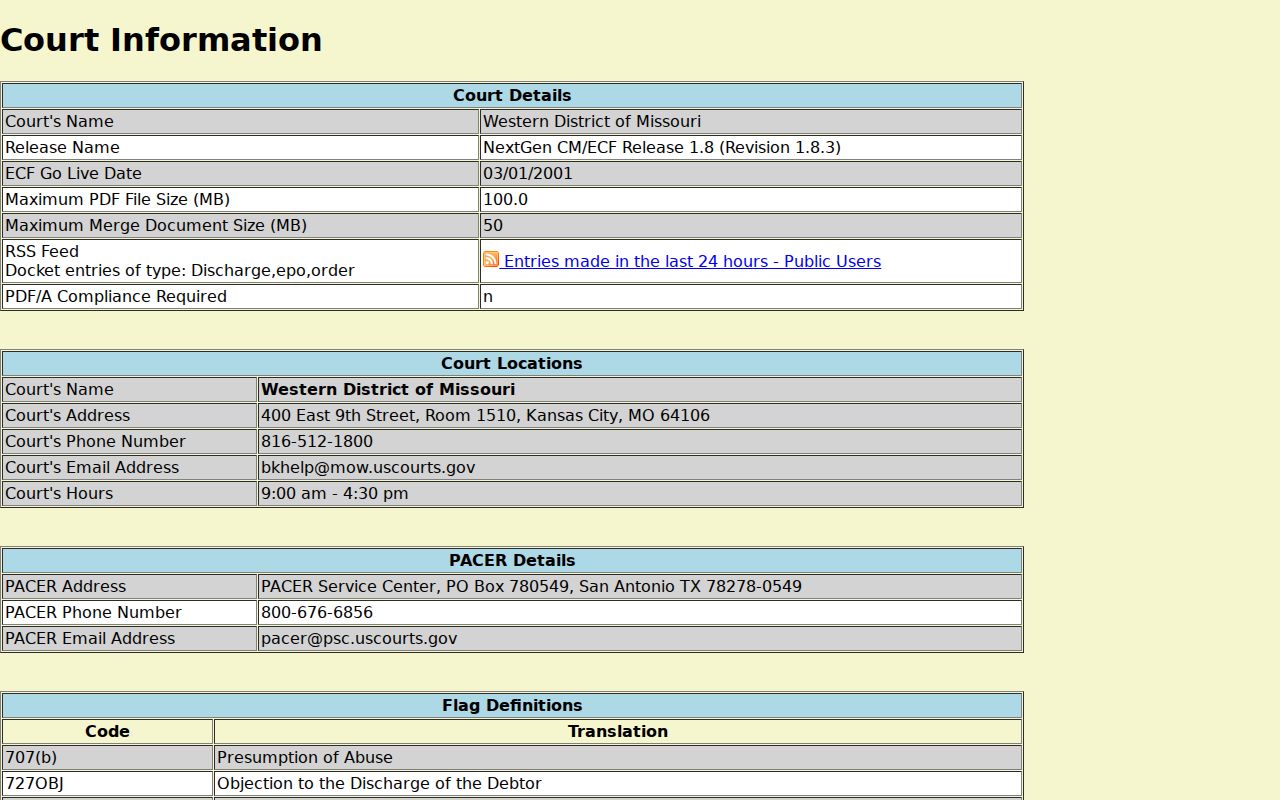 Osceola court docket federal bankruptcy ECF source