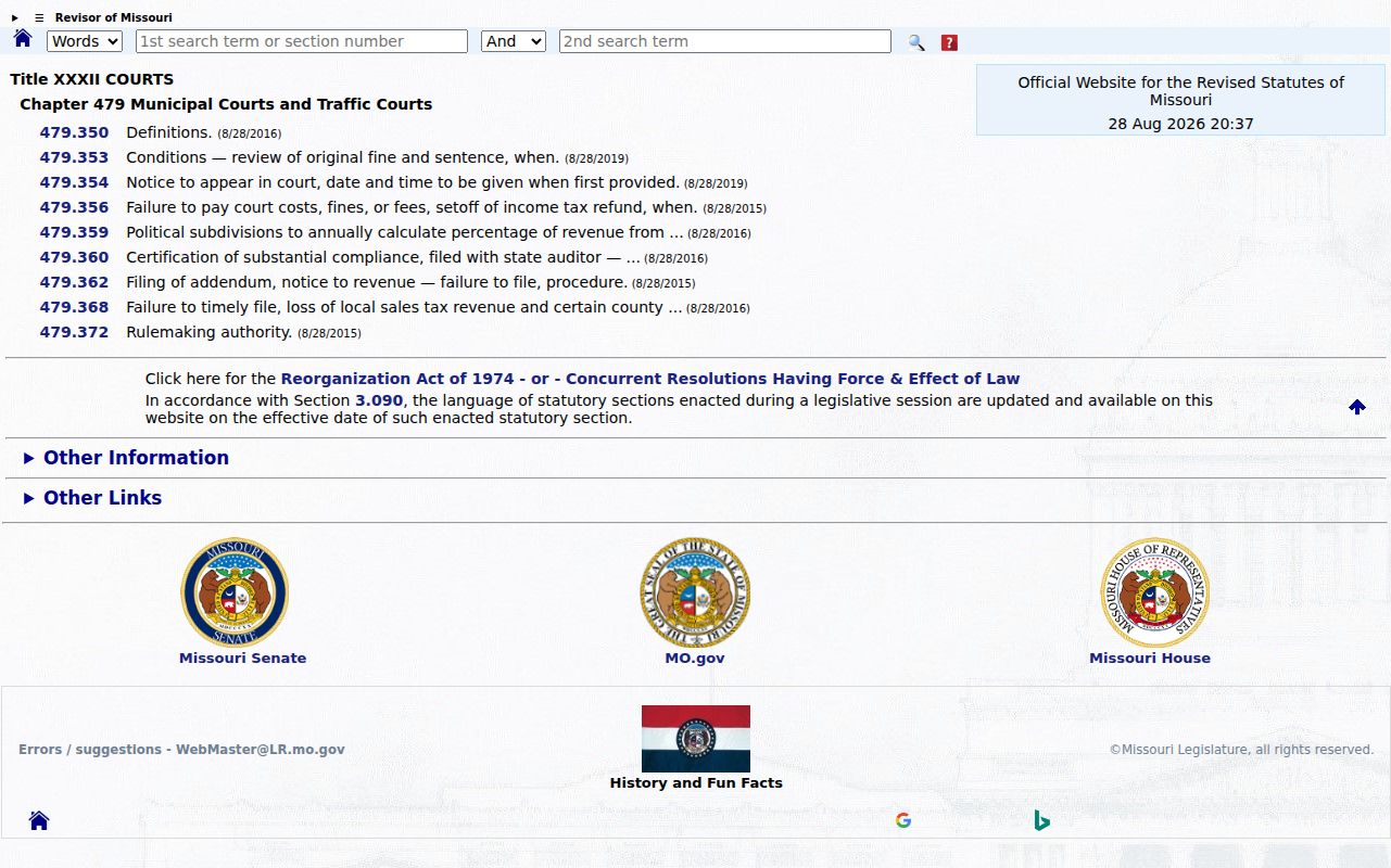 St. Clair County traffic court record source for Missouri municipal traffic laws